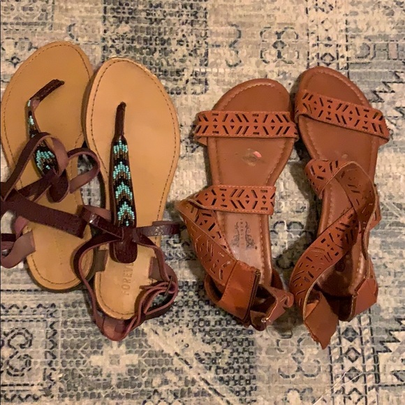 Forever 21 Shoes - Two pairs of Aztec print sandals Forever 21 Shoes - Two pairs of Aztec print sandals